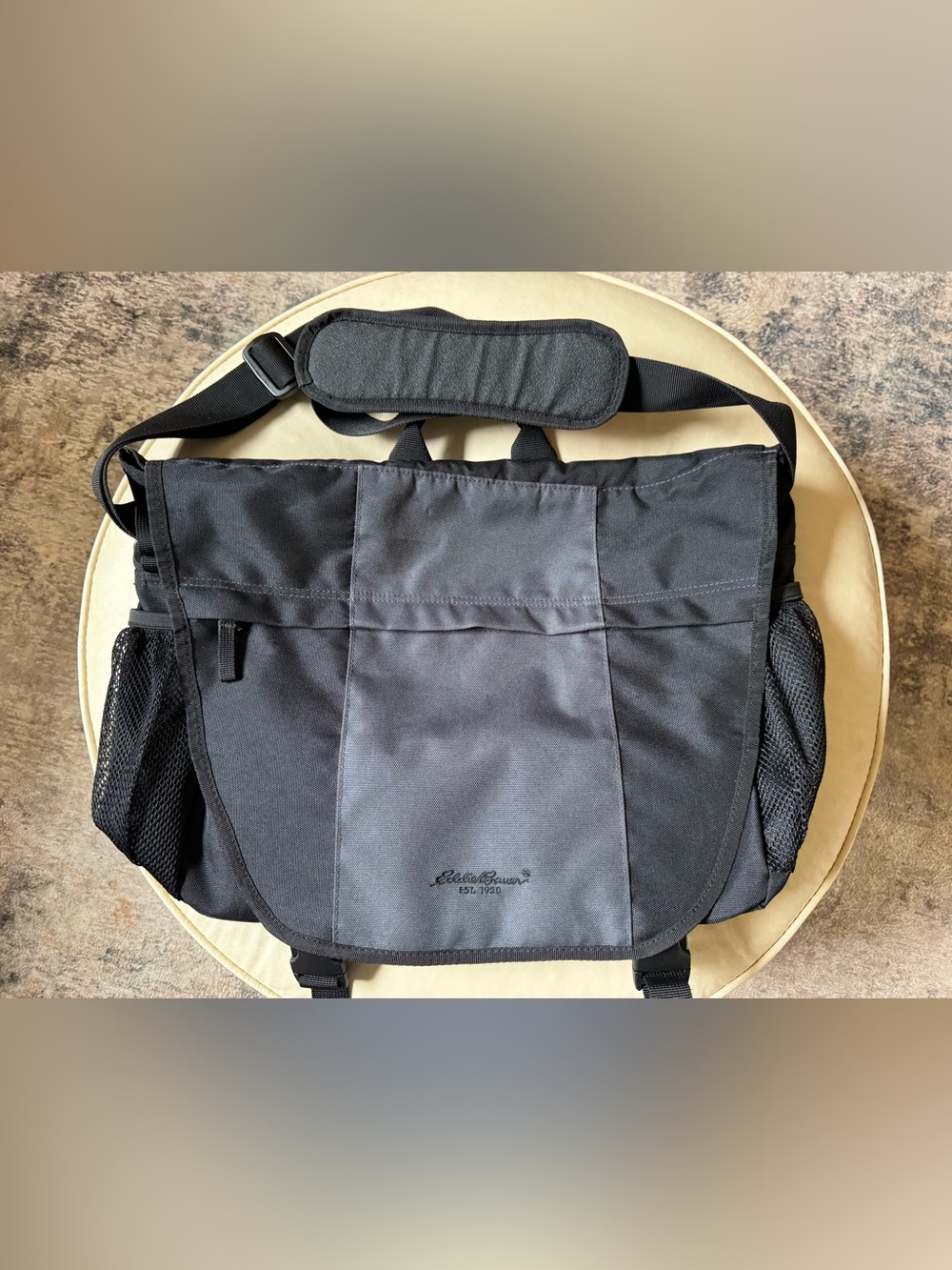 Eddie Bauer Two-Tone Black Messenger Bag